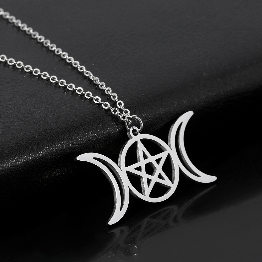 Kalung Pentagram Bulan Ganda B - Steel Chain ulasan dan harga